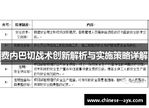 费内巴切战术创新解析与实施策略详解 费内巴切战术创新解析与实施策略详解